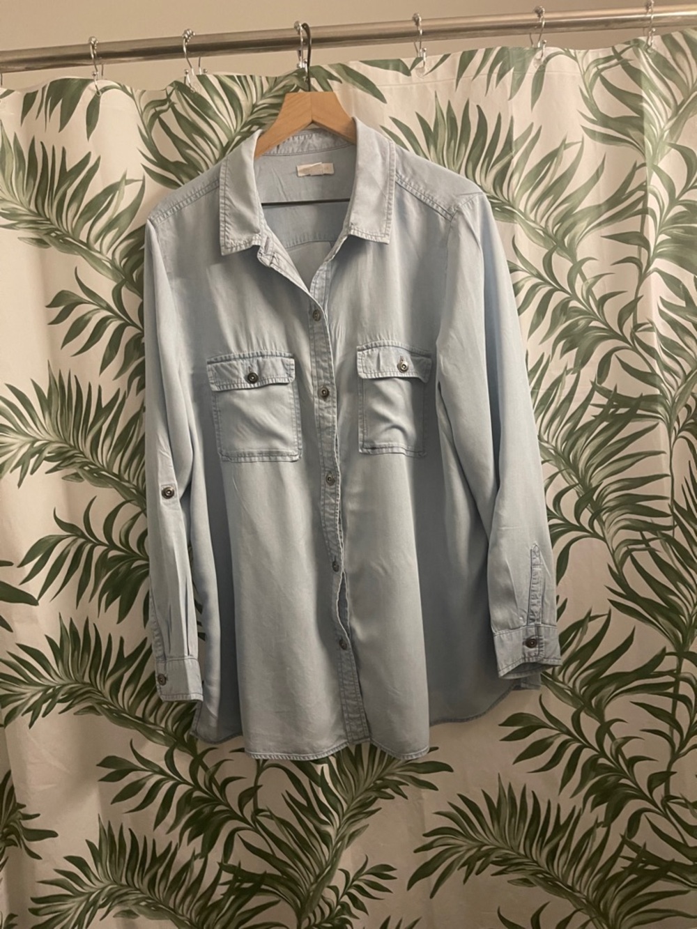 Charter Club Light Blue Denim-Style Women's Button-Down Shirt